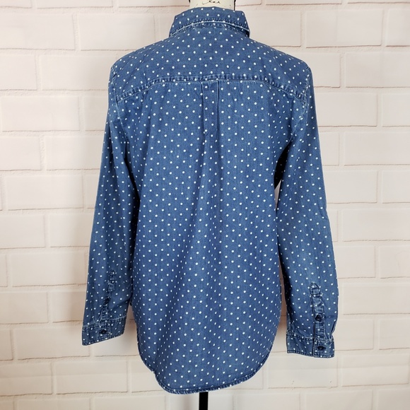 Loft Polka Dot Button Down Shirt Size L - Picture 4 of 7